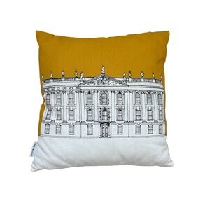Chatsworth Estate from Pride and Prejudice Yellow and White Decorative Pillow